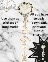 Load image into Gallery viewer, Customized Unique bookmarks and stickers digital downloads
