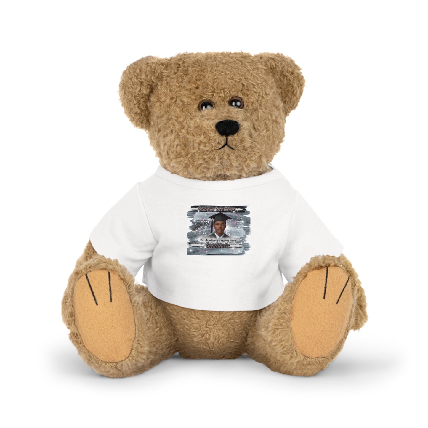 Teddy Bear/Bunny Plush Toy Personalize Name and Photo. Black