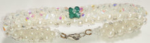 Load image into Gallery viewer, Emerald green and Ruby red center, white and crystal Bracelets