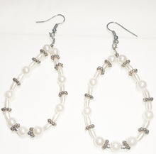 Load image into Gallery viewer, Faux Pearl silver handmade earrings