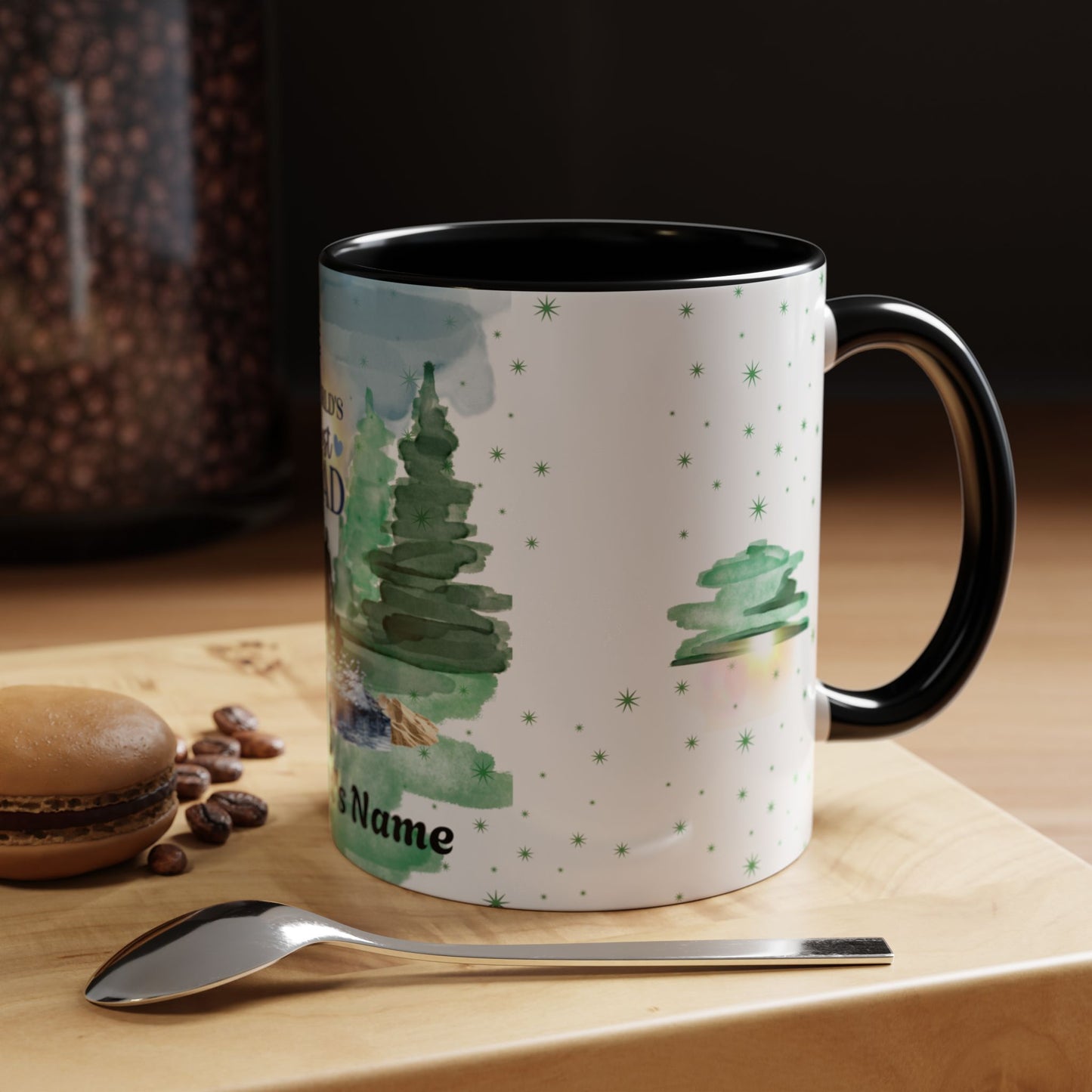 Worlds Best Dad Personalized Accent Coffee Mug Custom Name Fathers Day Gift (11oz)