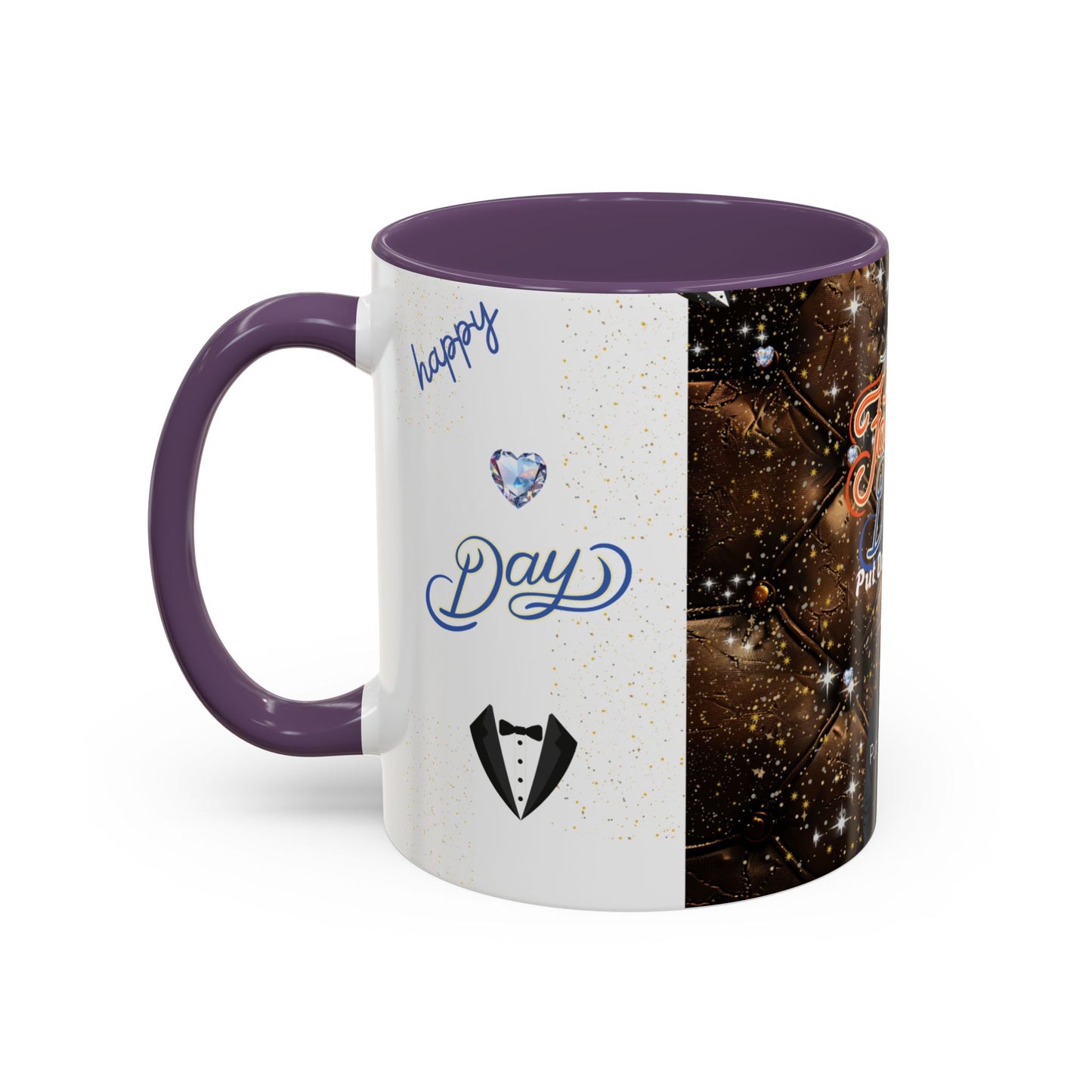 Personalized Fathers Day Coffee Mug Happy Fathers Day Photo & Name Accent Mug