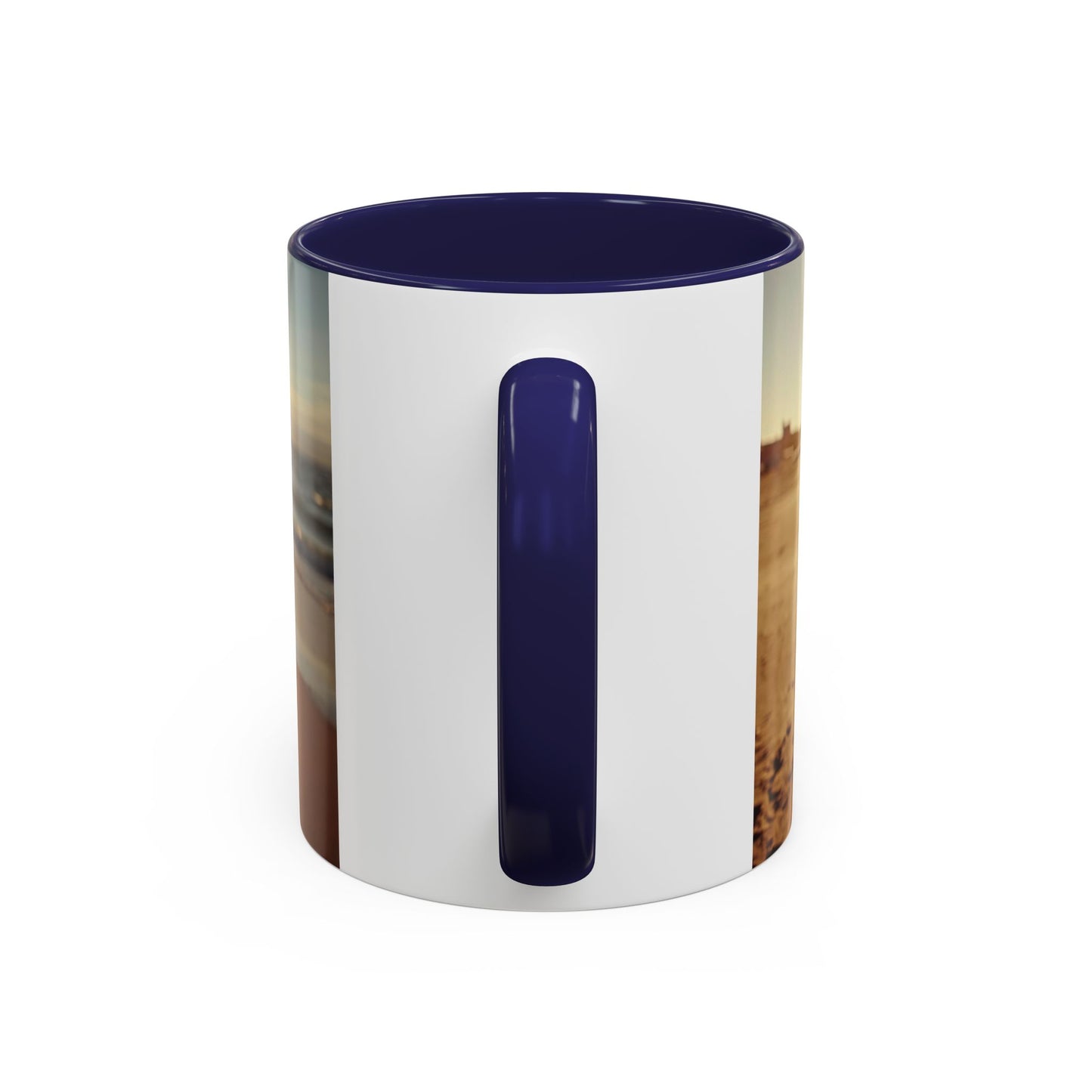 Personalized Photo Accent Coffee Mug Custom Mom and Dad Name, Sunset Beach Memory (11/15oz)