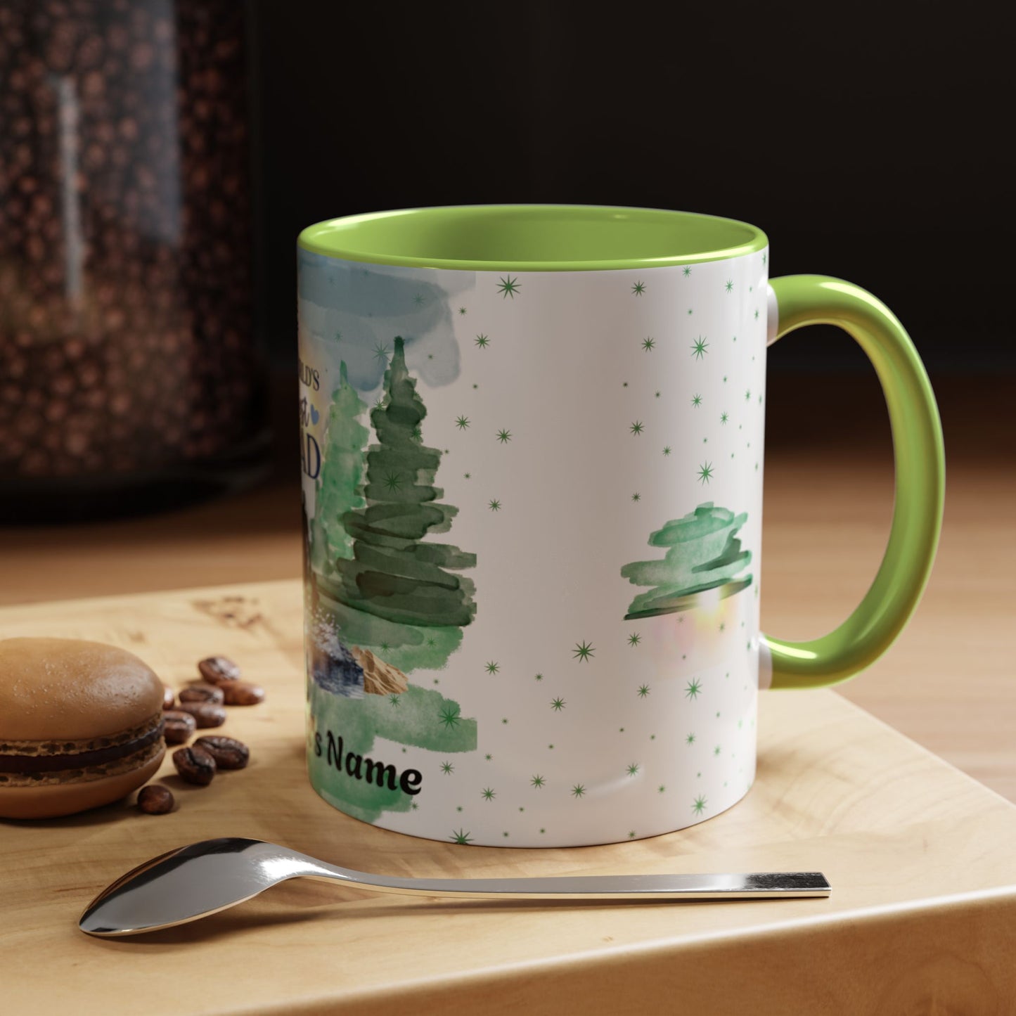 Worlds Best Dad Personalized Accent Coffee Mug Custom Name Fathers Day Gift (11oz)
