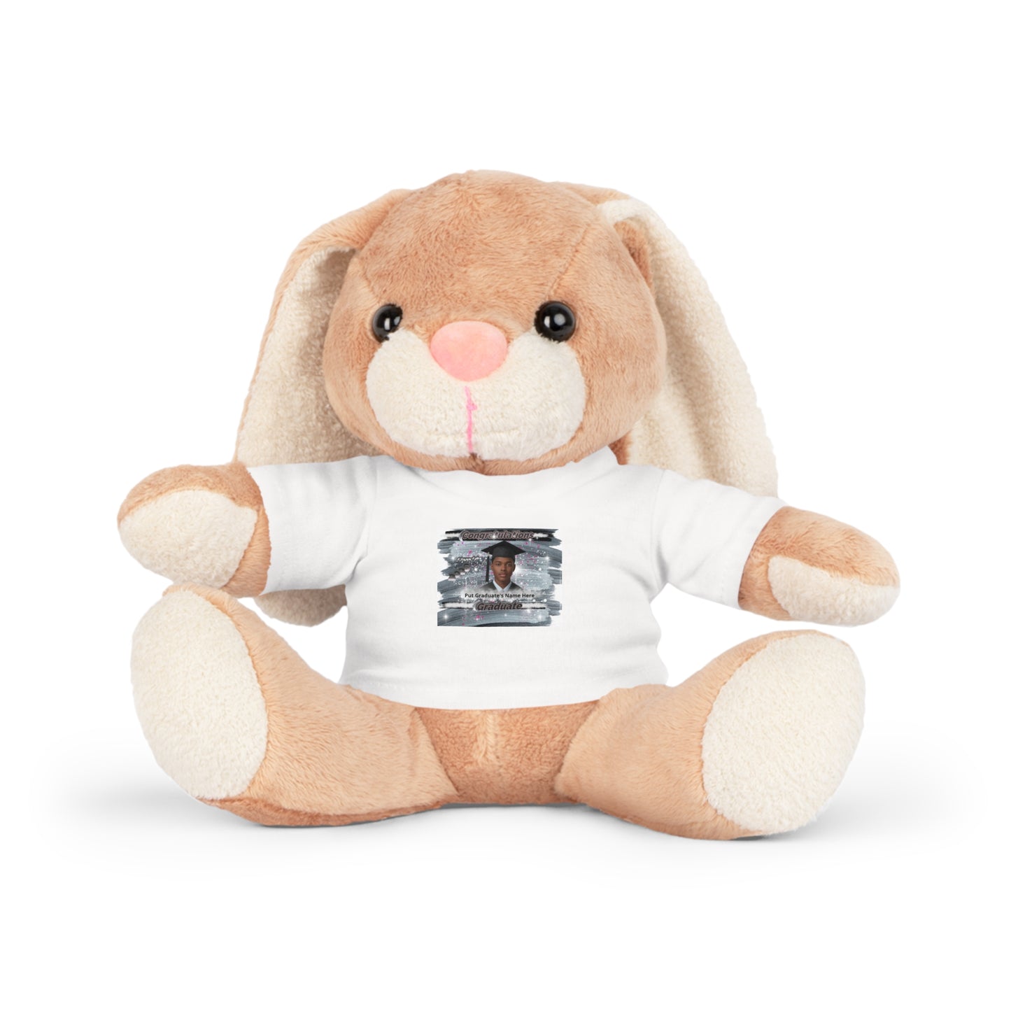 Teddy Bear/Bunny Plush Toy Personalize Name and Photo. Black