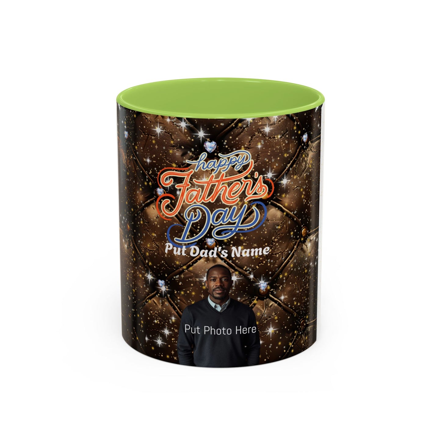 Personalized Fathers Day Coffee Mug Happy Fathers Day Photo & Name Accent Mug