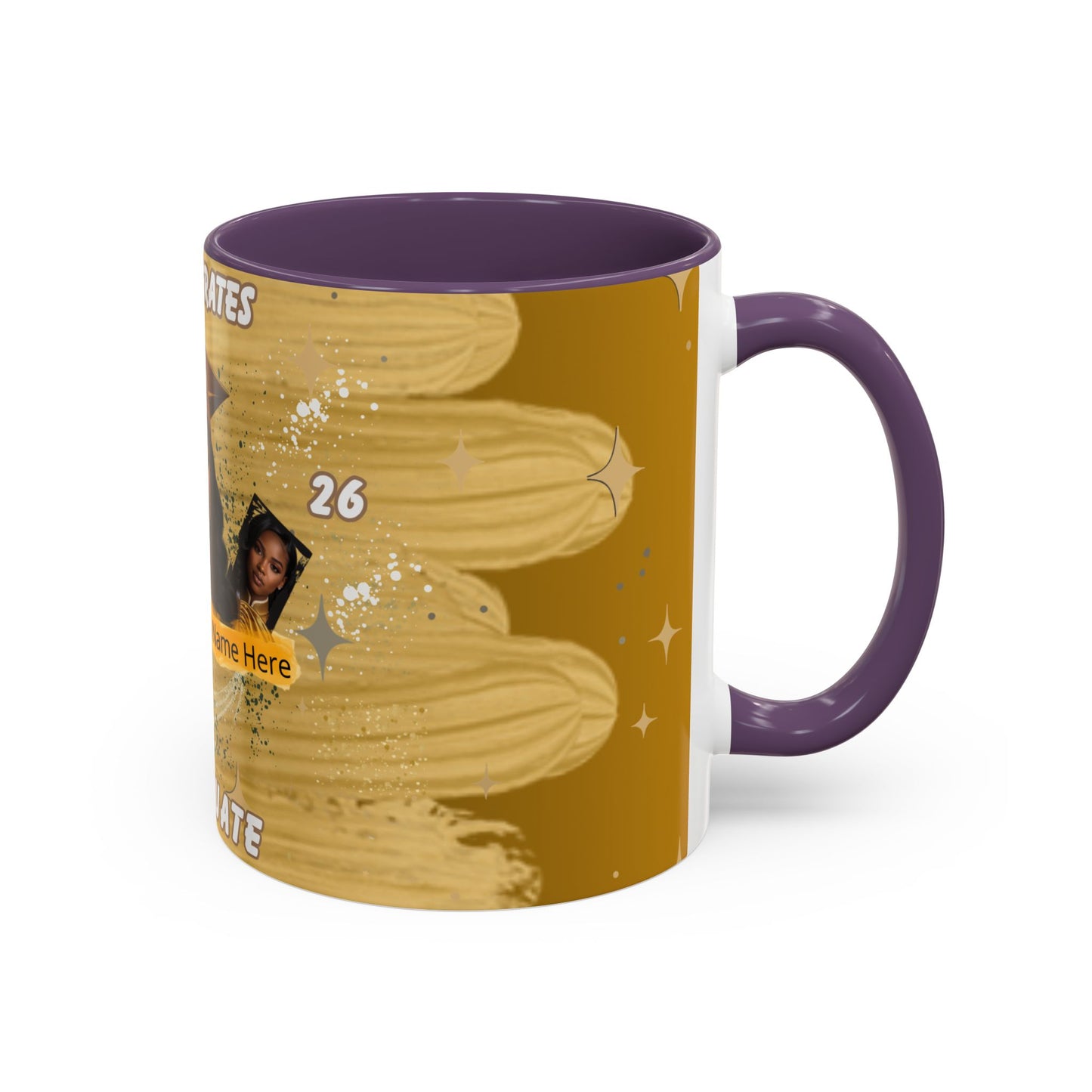Mug: Congrats Graduate Personalized Accent Coffee Mug. Custom Name & Photo Graduation Gift (11oz)