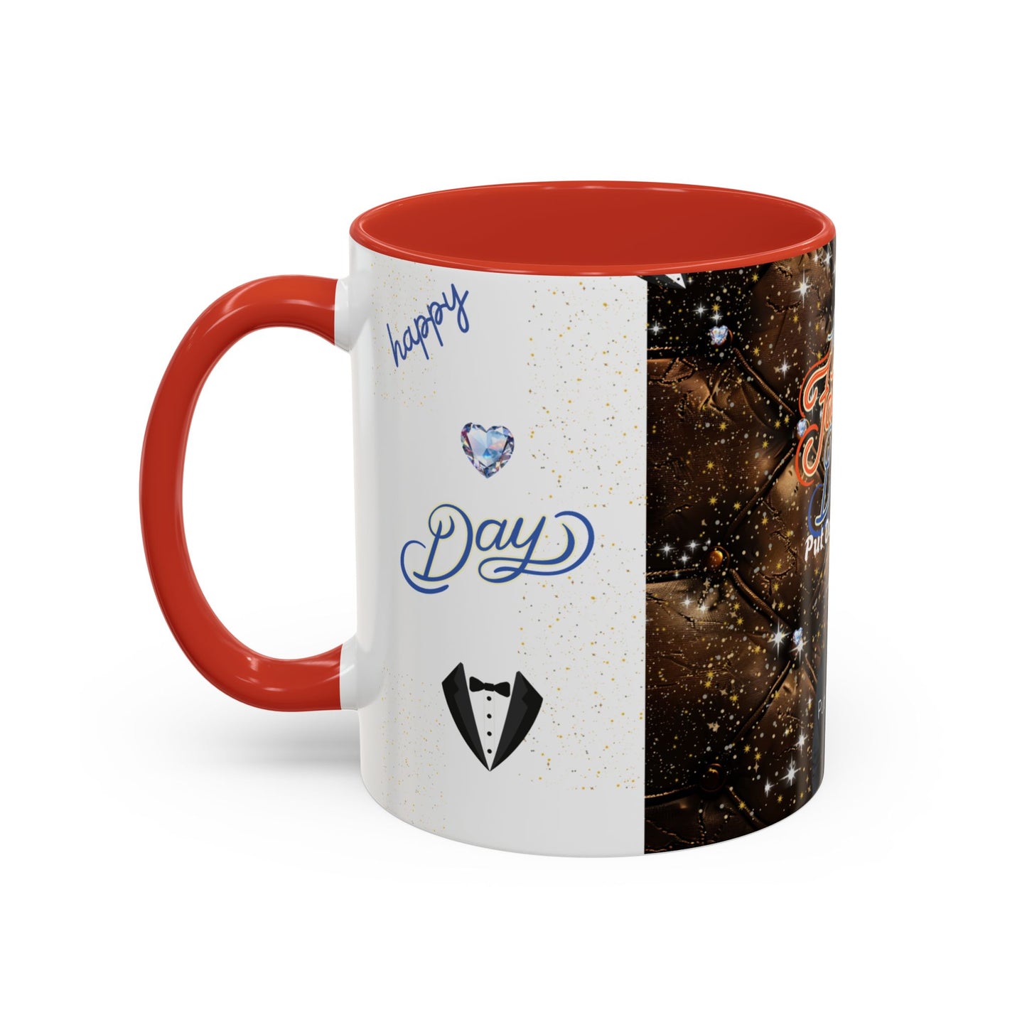Personalized Fathers Day Coffee Mug Happy Fathers Day Photo & Name Accent Mug