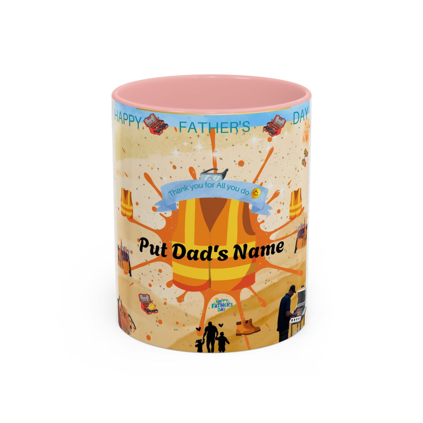 Personalized Fathers Day Coffee Mug Put Dad's Name Accent 11oz