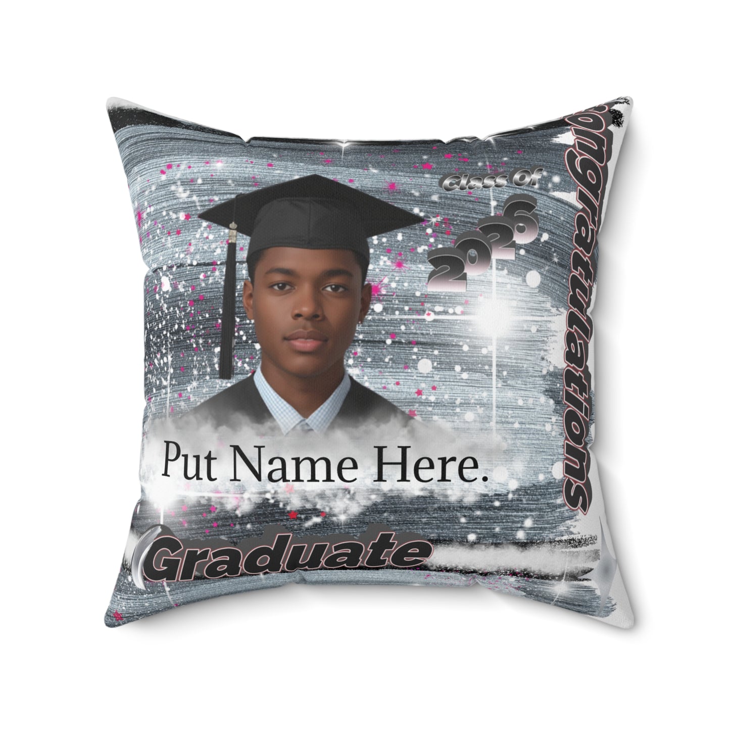 Personalized Graduation Pillow Custom Photo & Name Senior 2025 Keepsake. Add name to front and back.