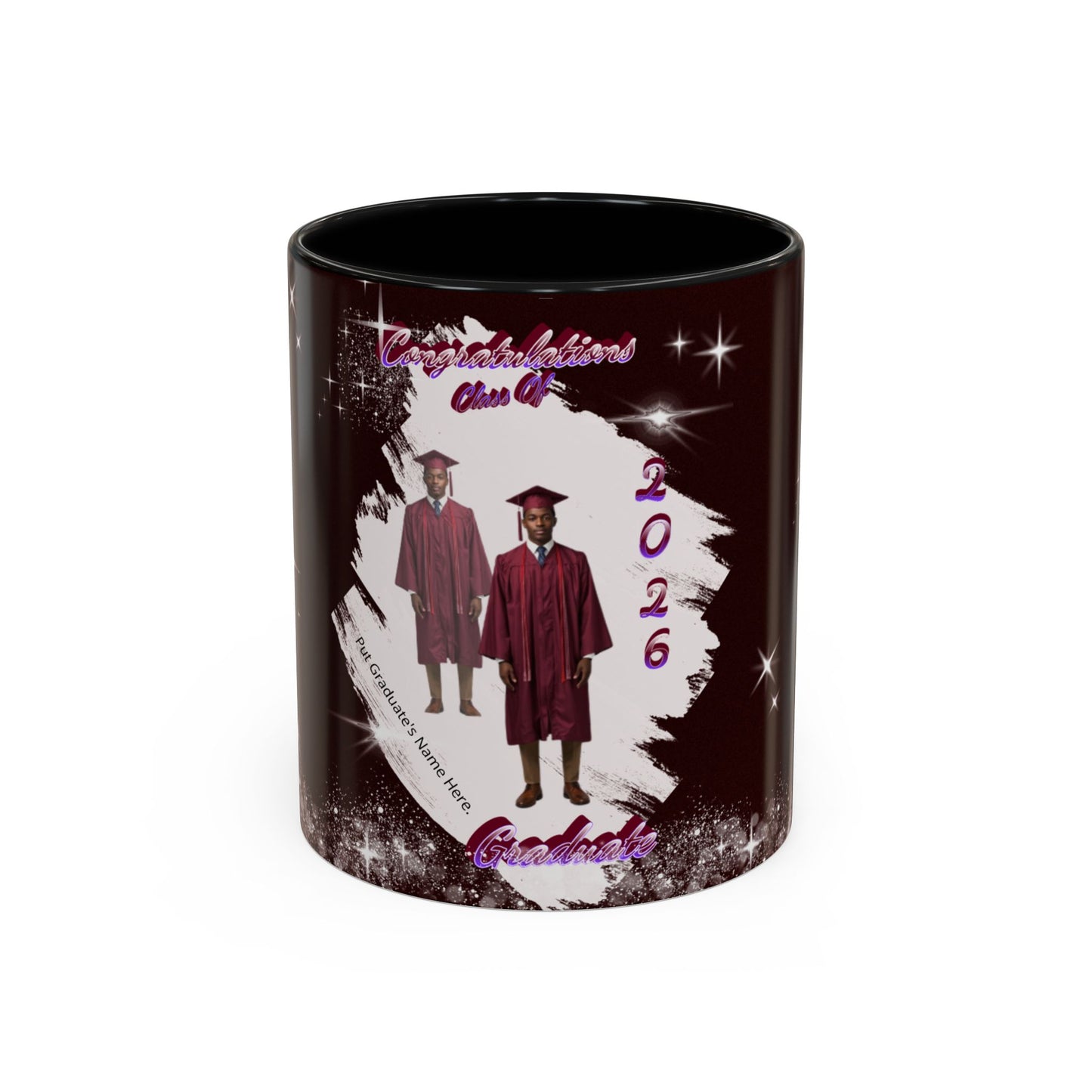 Graduation 2026 Accent Coffee Mug – Personalized Grad Cap Class of 2026 Keepsake