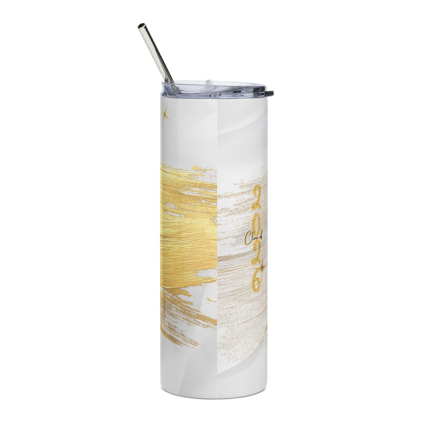 Tumblers: Graduation Photo Stainless Steel Tumbler Personalized 20oz Grad Gift. White