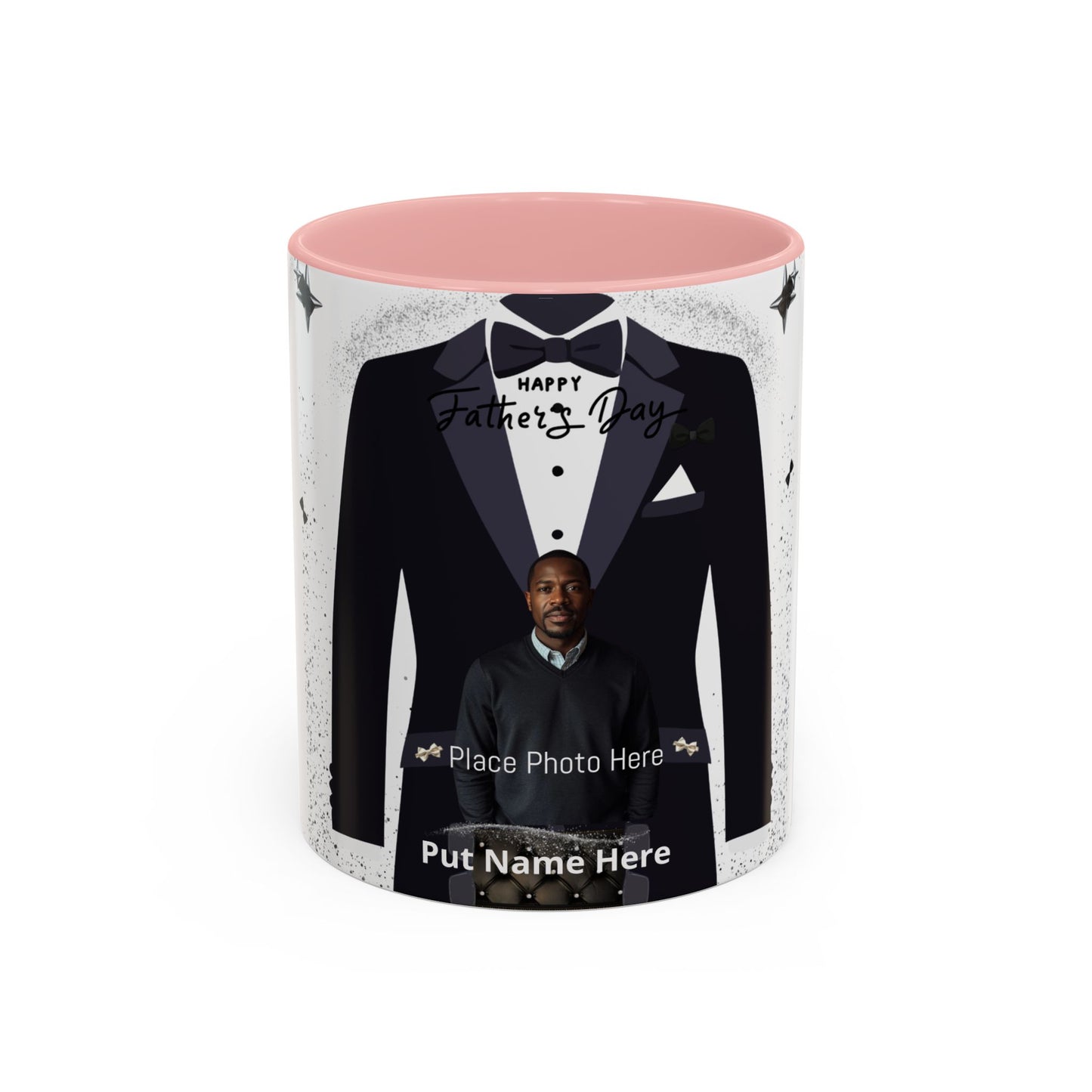 Personalized Father's Day Photo Mug Tuxedo Design, Add Name & Photo (11oz)