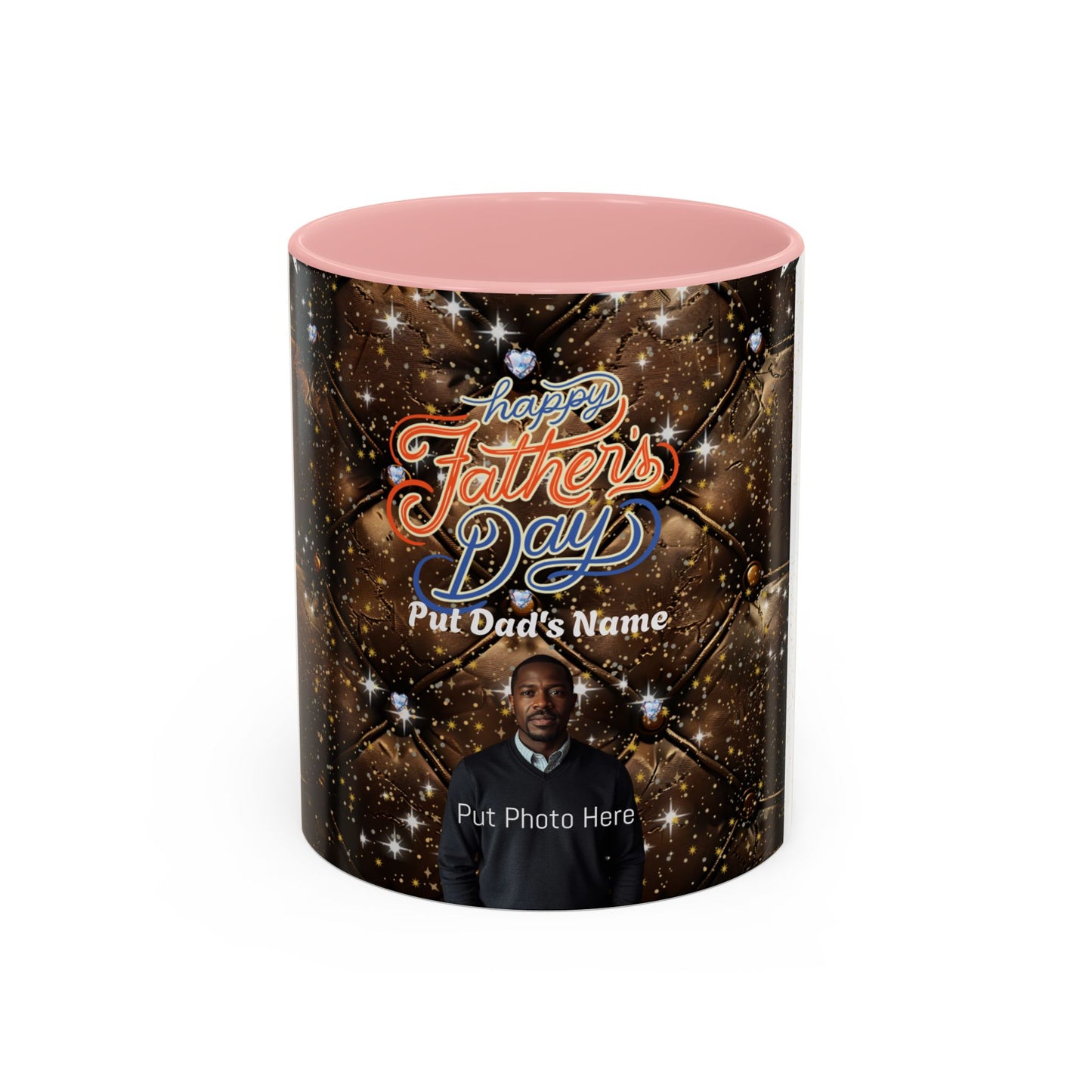 Personalized Fathers Day Coffee Mug Happy Fathers Day Photo & Name Accent Mug