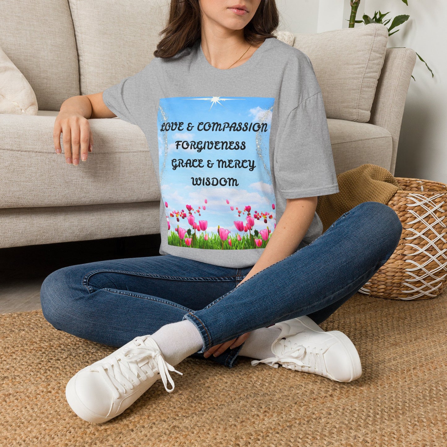 Inspirational Faith T Shirt Love & Compassion, Forgiveness, Grace & Mercy