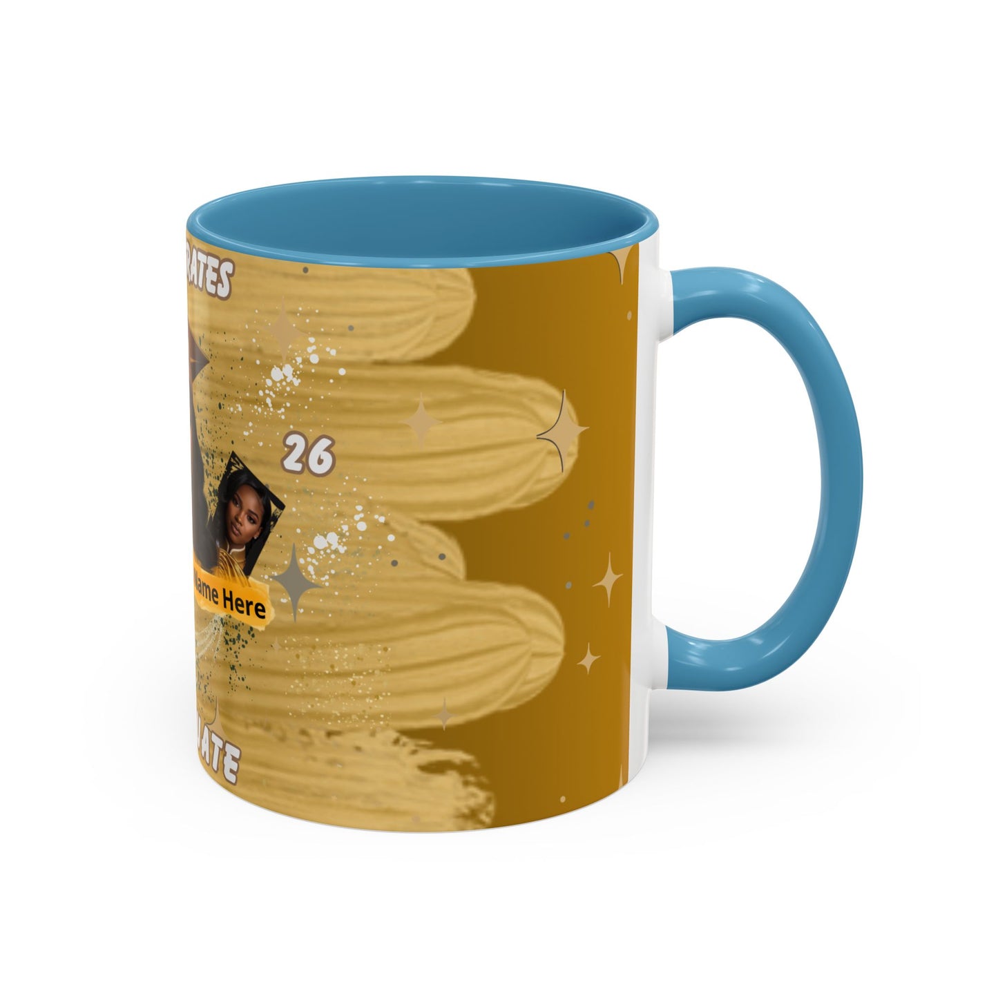 Mug: Congrats Graduate Personalized Accent Coffee Mug. Custom Name & Photo Graduation Gift (11oz)