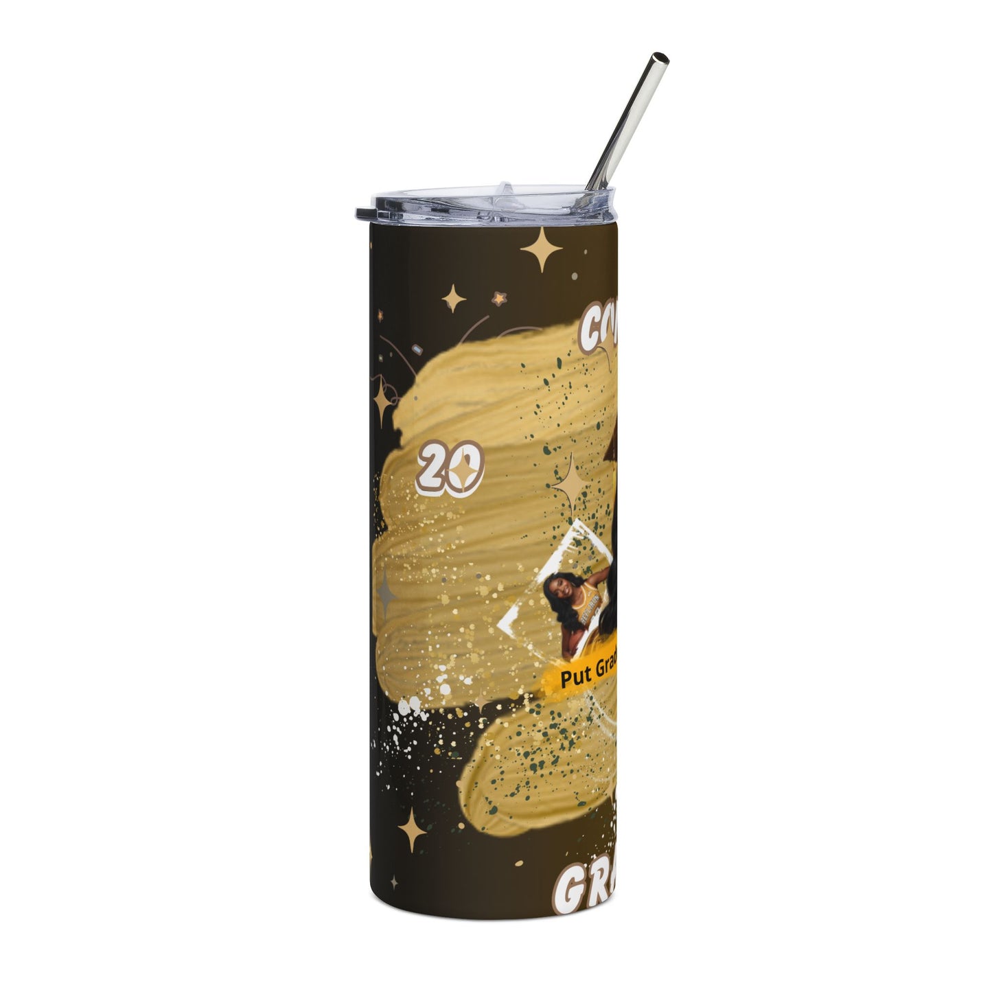 Tumbler: Graduation Photo Tumbler Personalized 20oz Stainless Steel Grad Gift. Gold