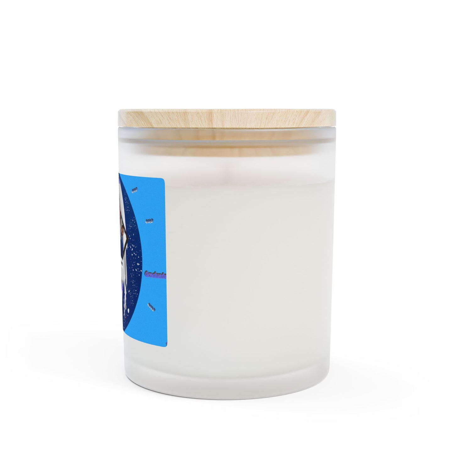 Candle 2: Graduation Photo Candle Personalized 11oz Frosted Glass Keepsake. Blue