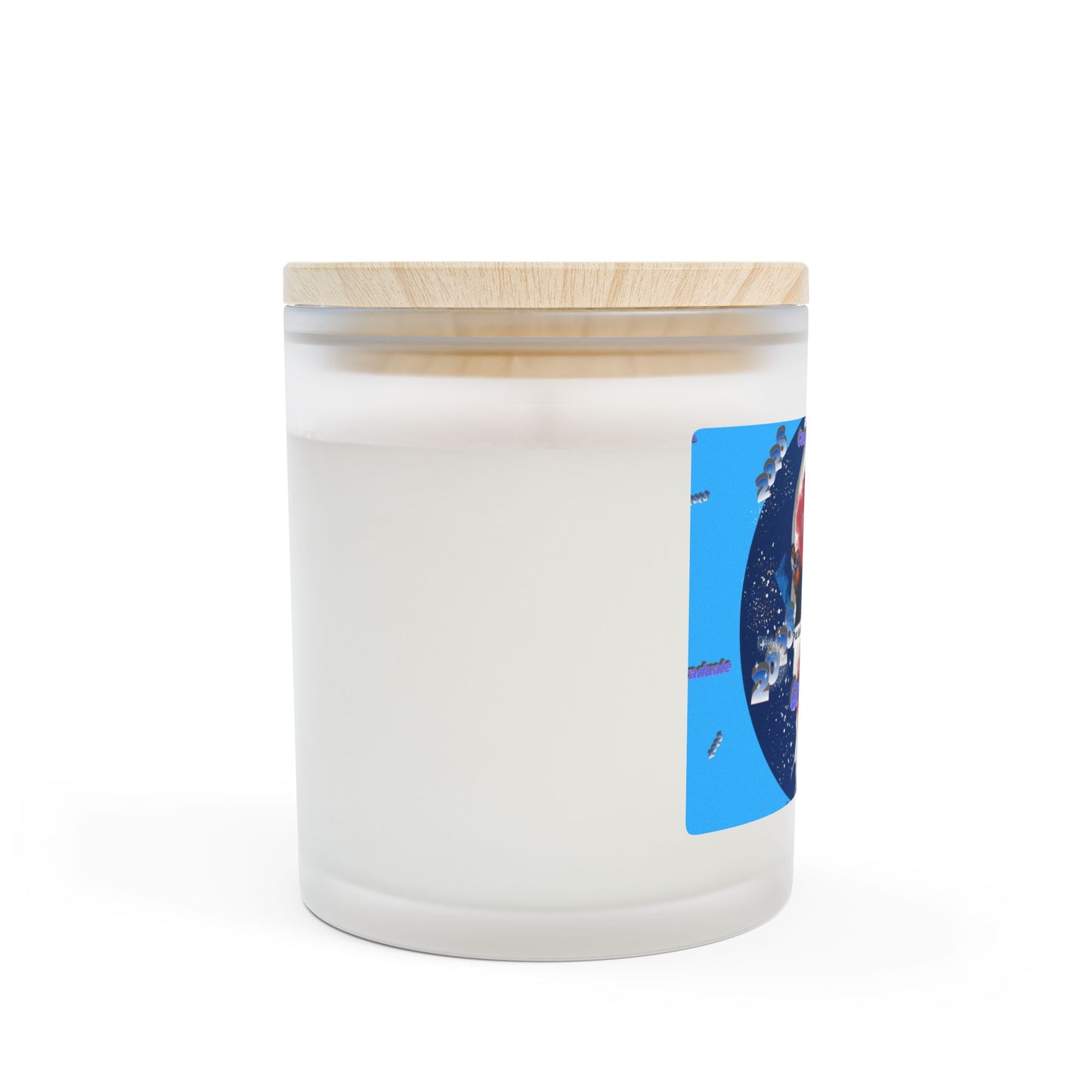Candle 2: Graduation Photo Candle Personalized 11oz Frosted Glass Keepsake. Blue
