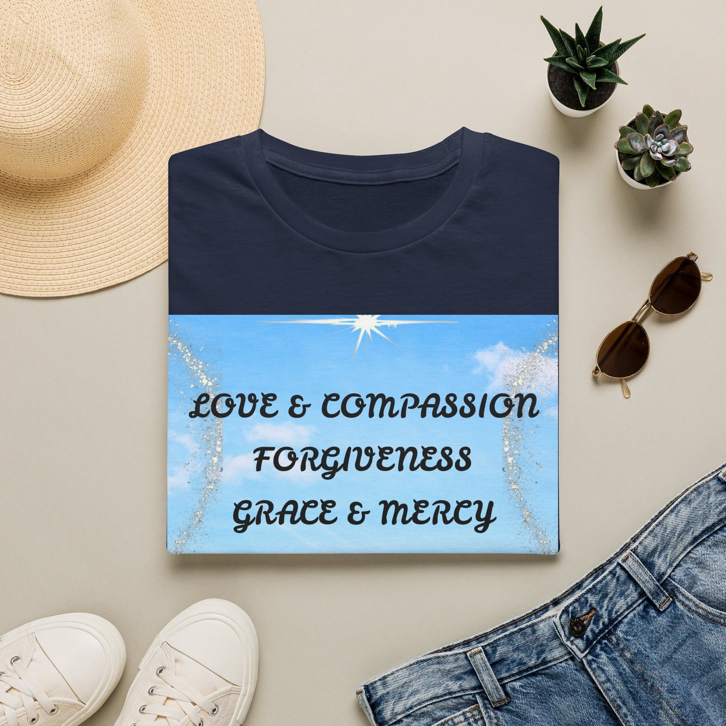 Inspirational Faith T Shirt Love & Compassion, Forgiveness, Grace & Mercy
