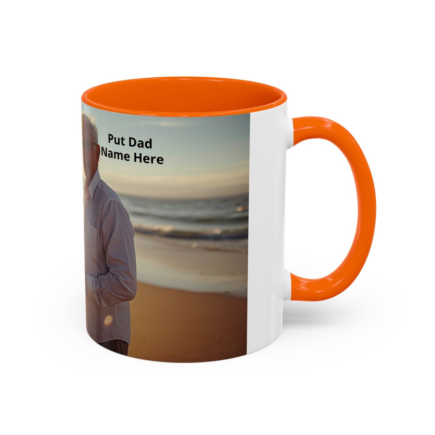Personalized Photo Accent Coffee Mug Custom Mom and Dad Name, Sunset Beach Memory (11/15oz)