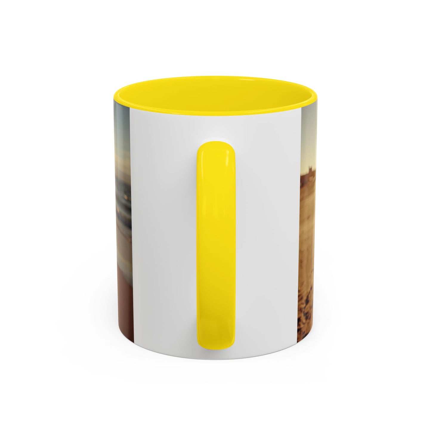 Personalized Photo Accent Coffee Mug Custom Mom and Dad Name, Sunset Beach Memory (11/15oz)