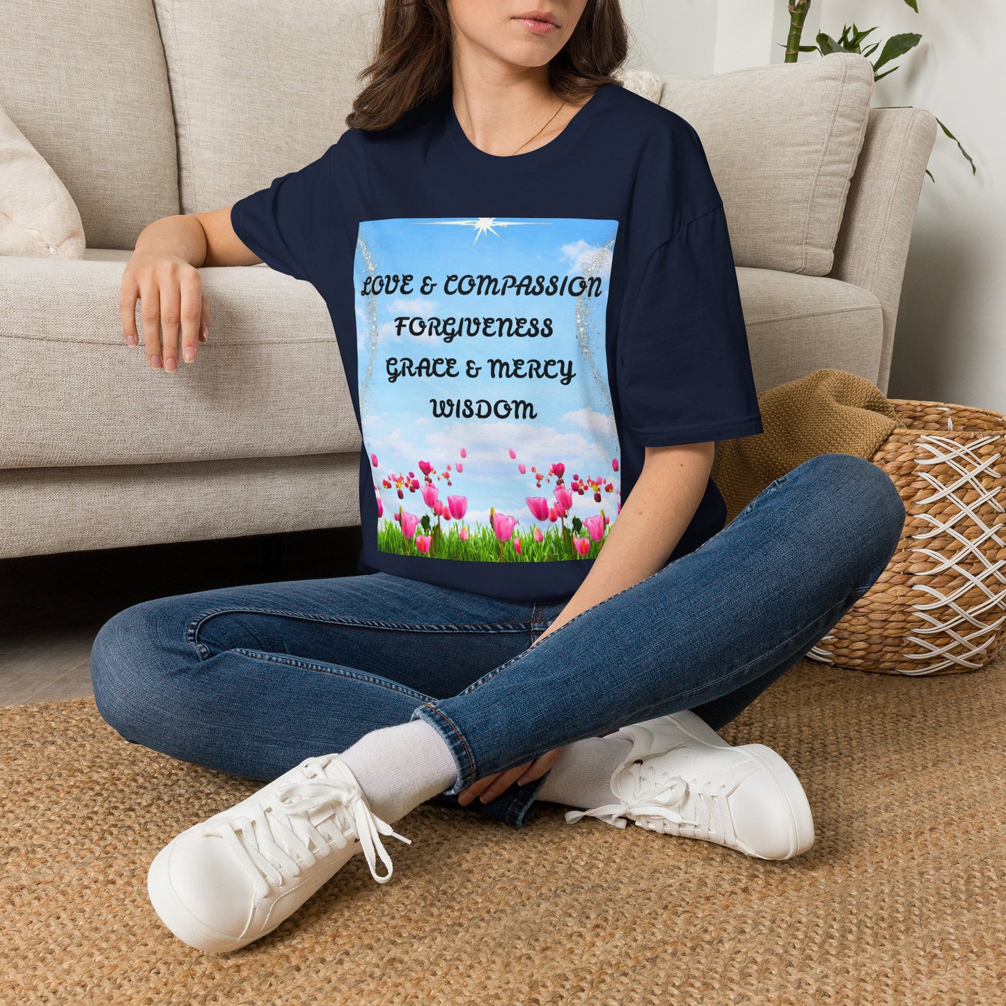 Inspirational Faith T Shirt Love & Compassion, Forgiveness, Grace & Mercy