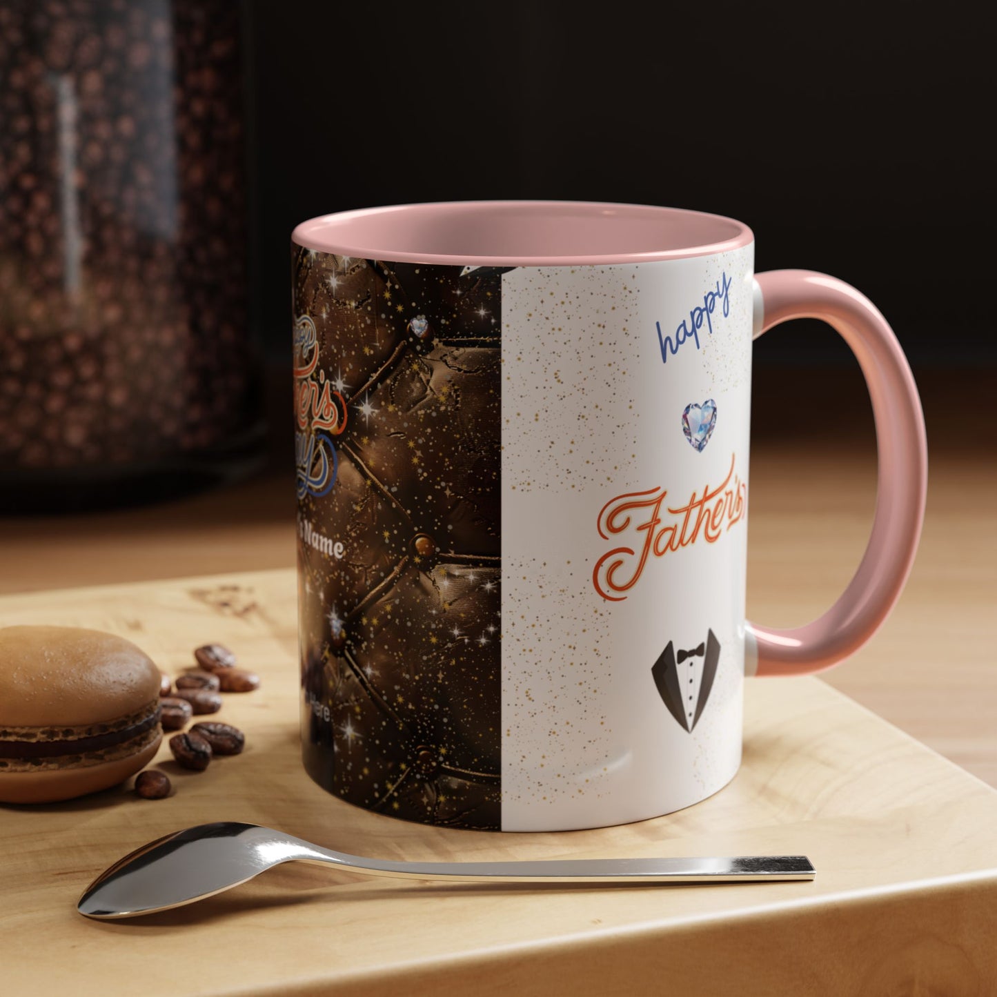 Personalized Fathers Day Coffee Mug Happy Fathers Day Photo & Name Accent Mug