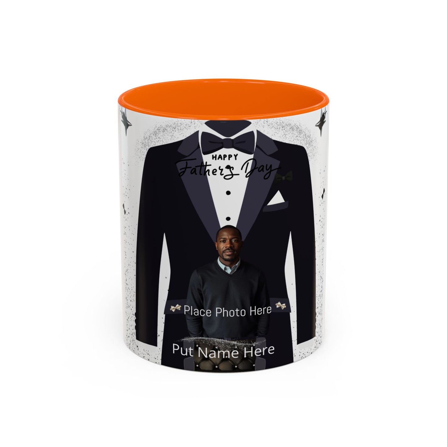 Personalized Father's Day Photo Mug Tuxedo Design, Add Name & Photo (11oz)