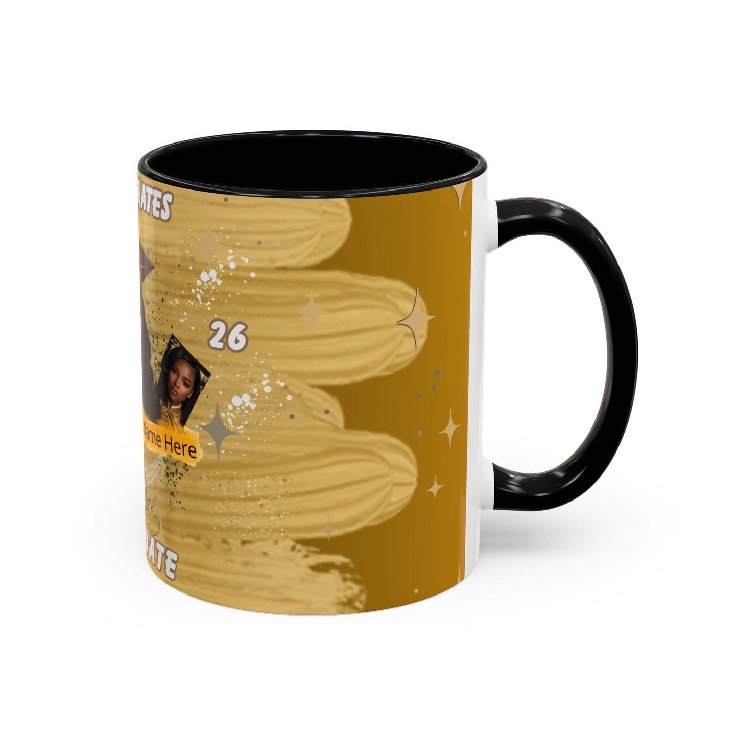 Mug: Congrats Graduate Personalized Accent Coffee Mug. Custom Name & Photo Graduation Gift (11oz)