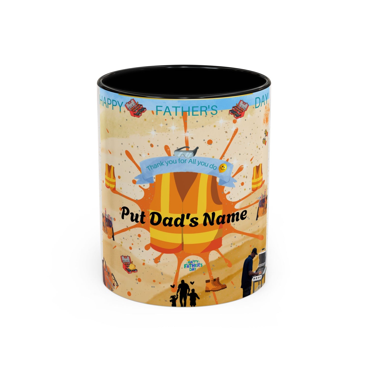 Personalized Fathers Day Coffee Mug Put Dad's Name Accent 11oz