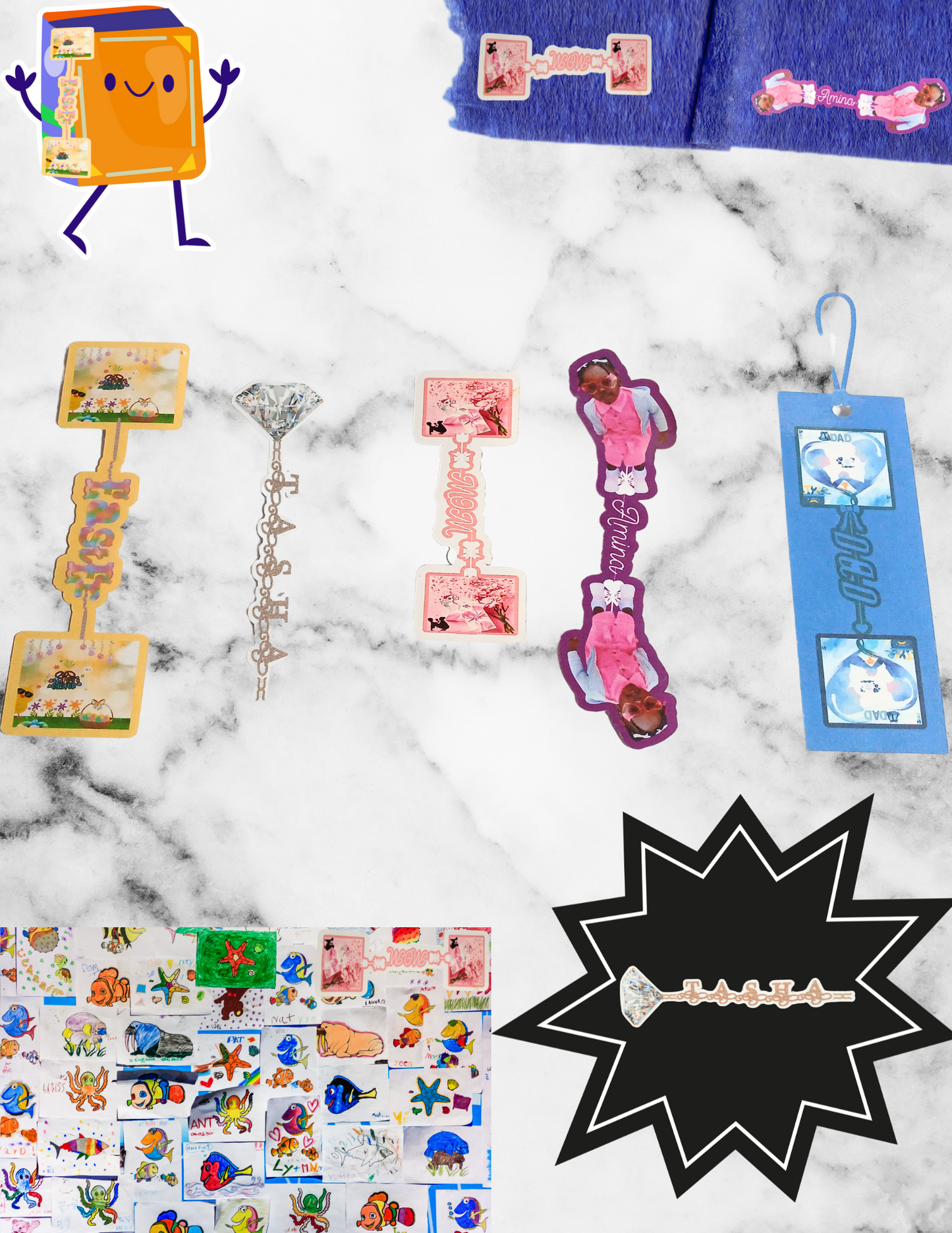 Customized Unique bookmarks and stickers digital downloads