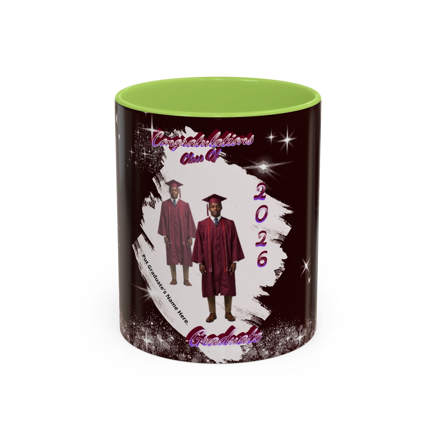 Graduation 2026 Accent Coffee Mug – Personalized Grad Cap Class of 2026 Keepsake