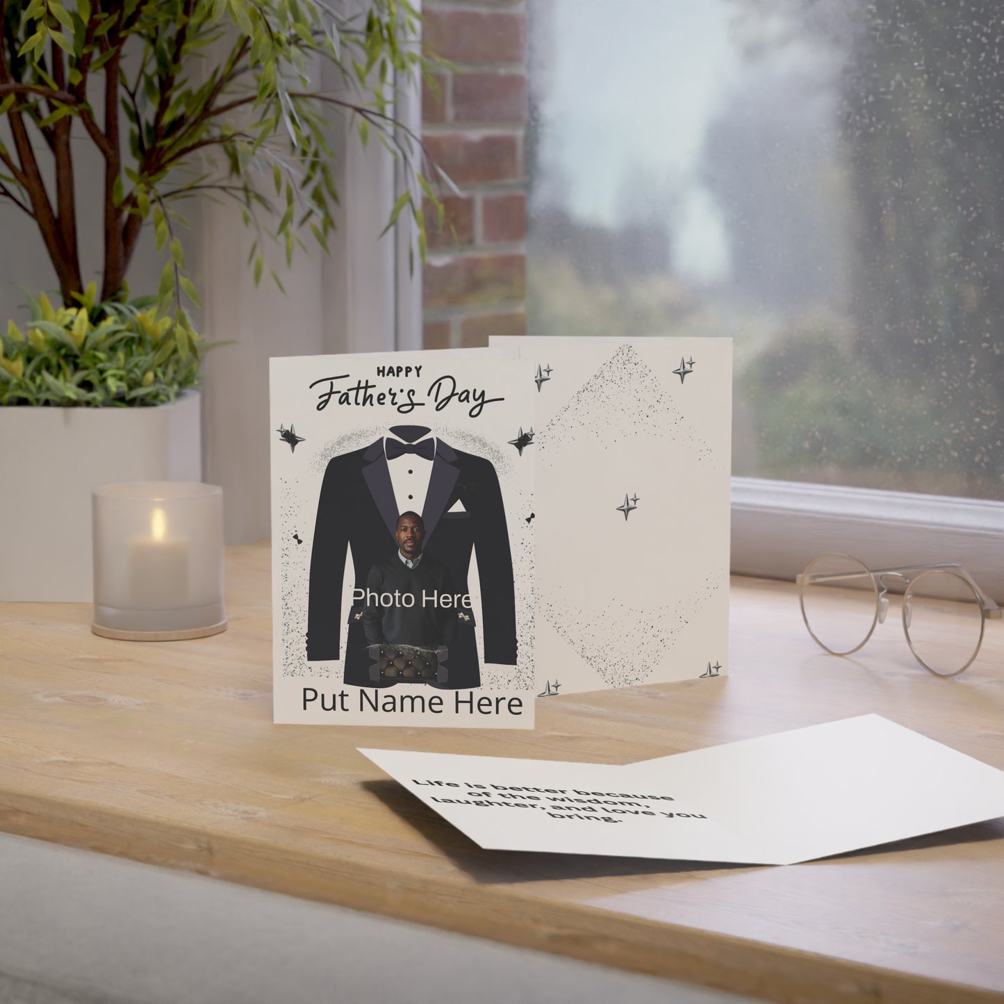 Personalized Father's Day Card Custom Photo & Name Greeting Card: Physical Product