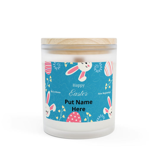 Easter Bunny Frosted Glass Candle — Personalized 11oz Holiday Scented Candle