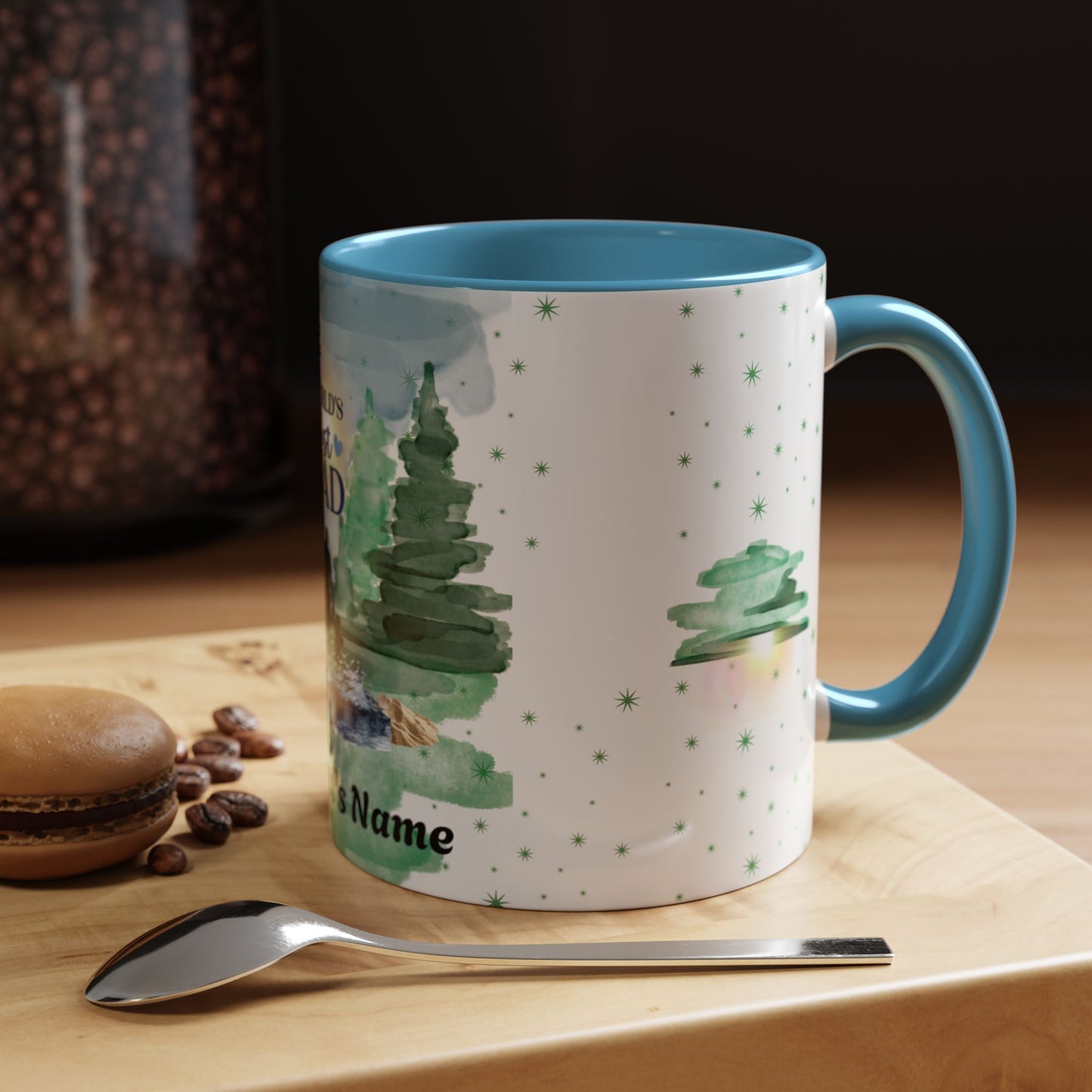 Worlds Best Dad Personalized Accent Coffee Mug Custom Name Fathers Day Gift (11oz)