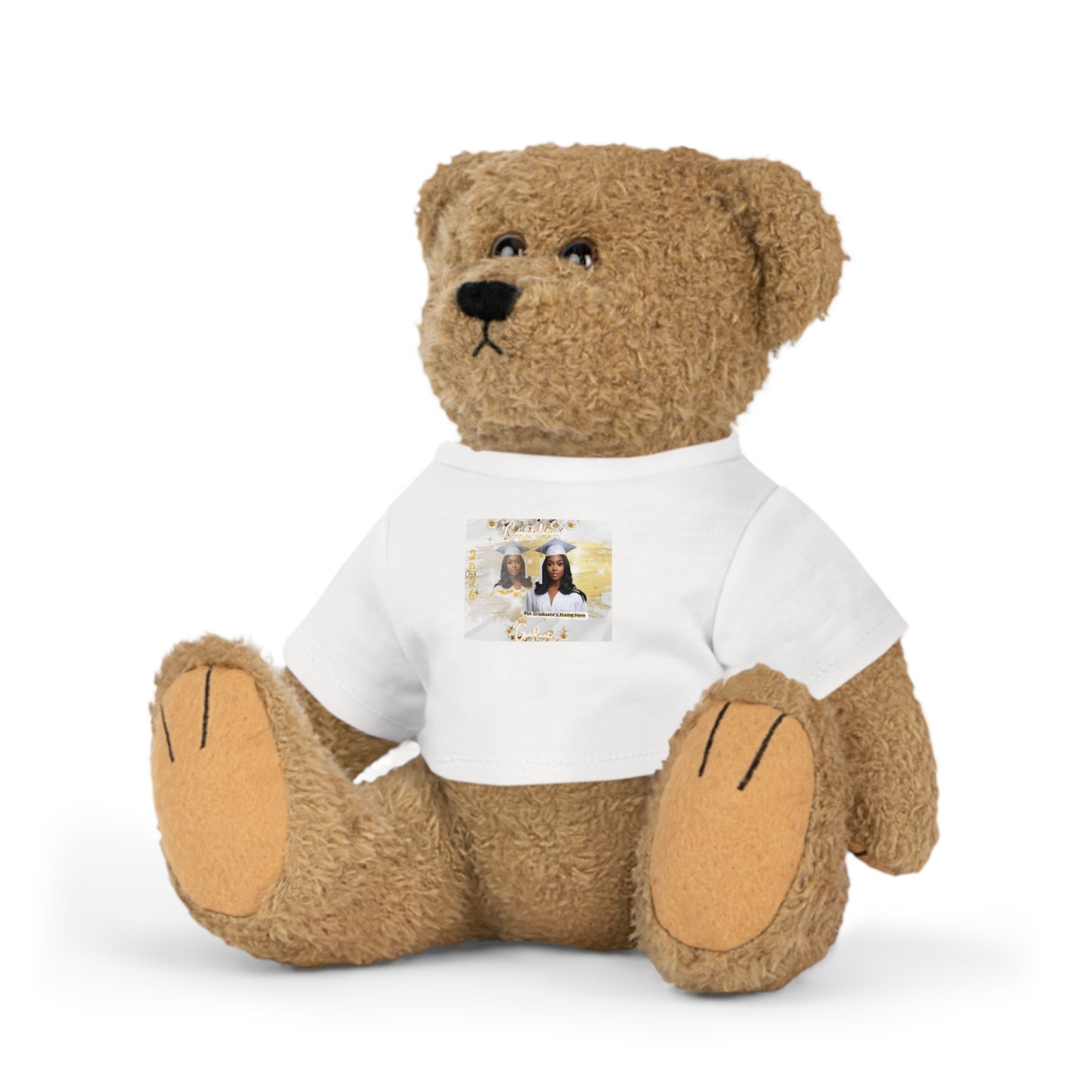 Teddy Bear Personalized Photo with Custom T‑Shirt, Keepsake Plush Gift. White