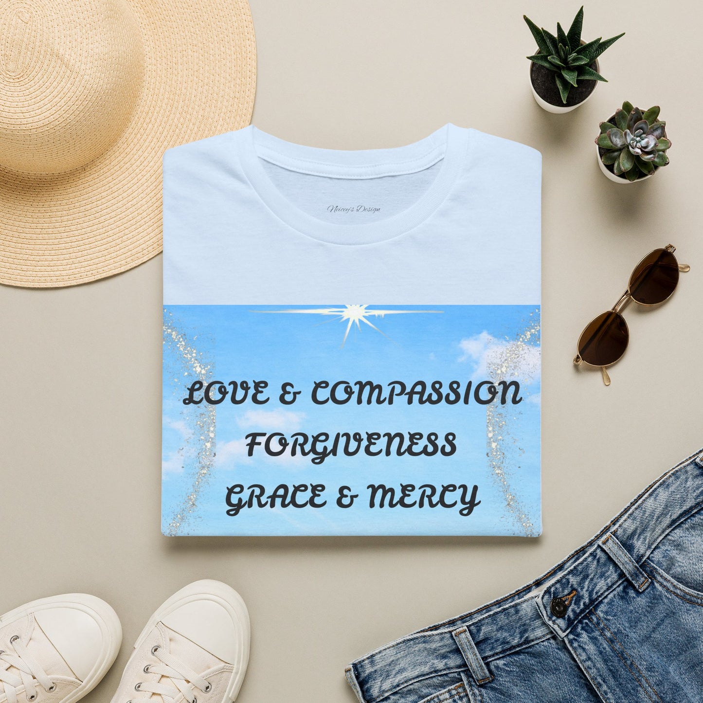 Inspirational Faith T Shirt Love & Compassion, Forgiveness, Grace & Mercy