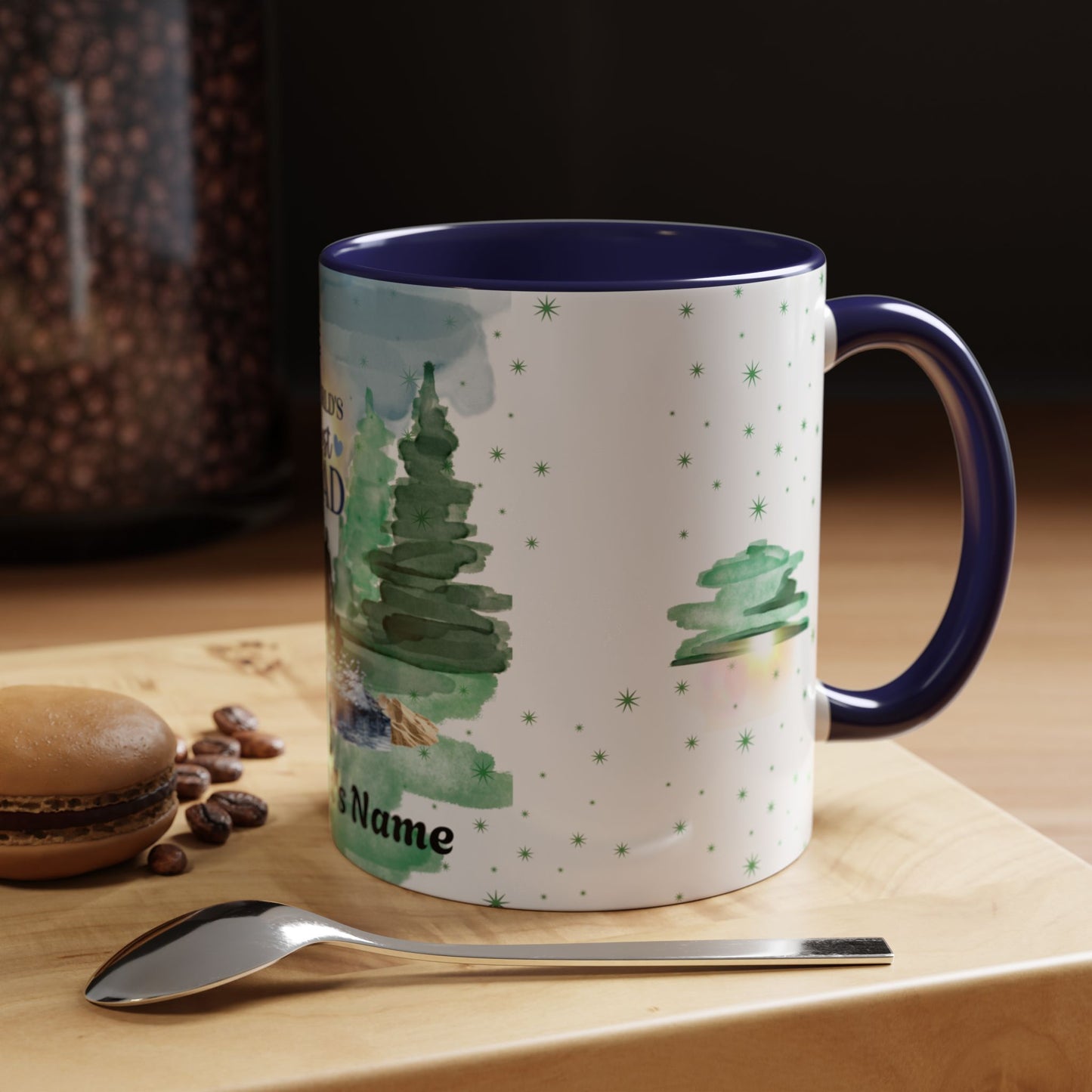 Worlds Best Dad Personalized Accent Coffee Mug Custom Name Fathers Day Gift (11oz)