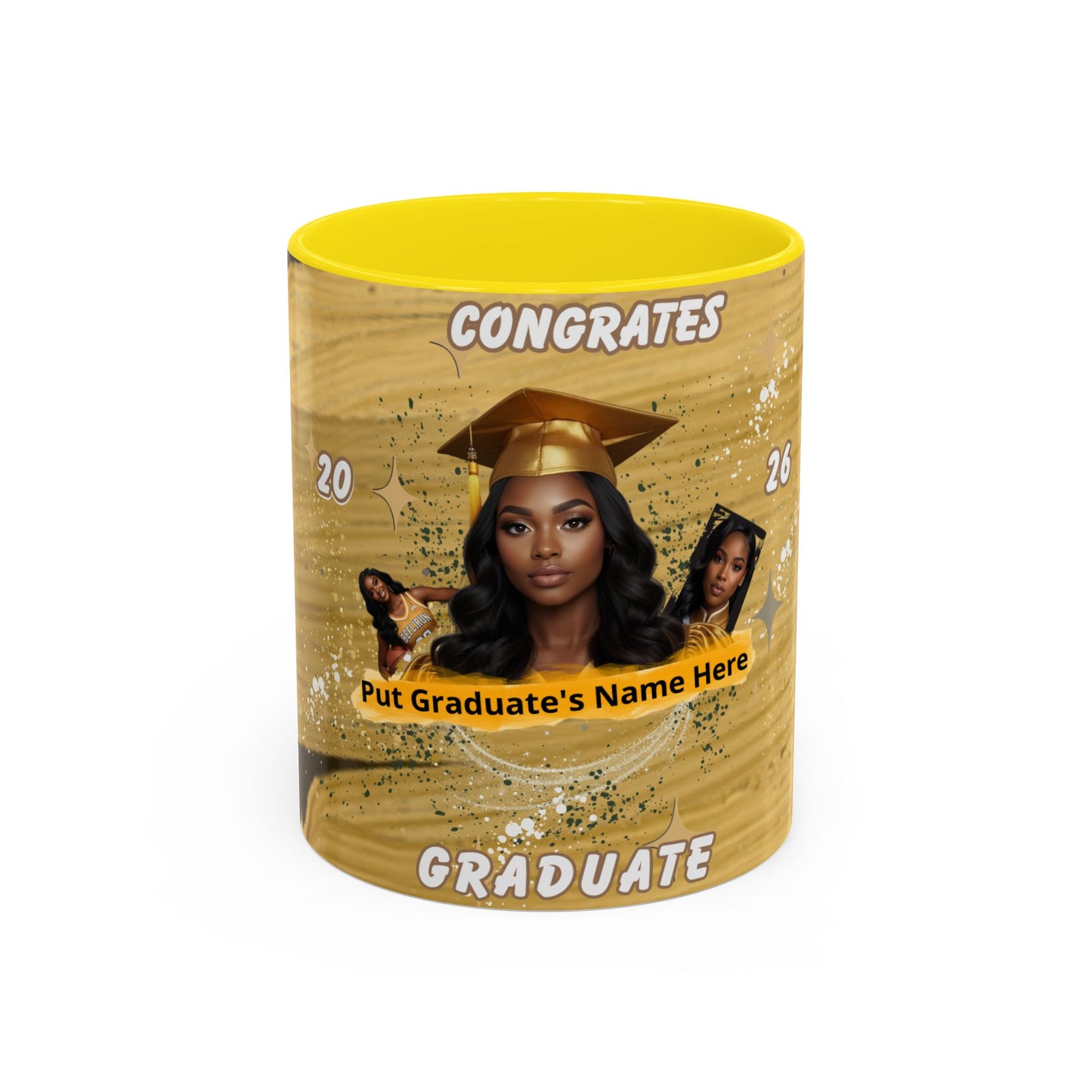 Mug: Congrats Graduate Personalized Accent Coffee Mug. Custom Name & Photo Graduation Gift (11oz)