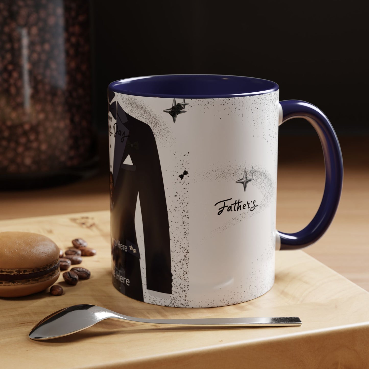 Personalized Father's Day Photo Mug Tuxedo Design, Add Name & Photo (11oz)