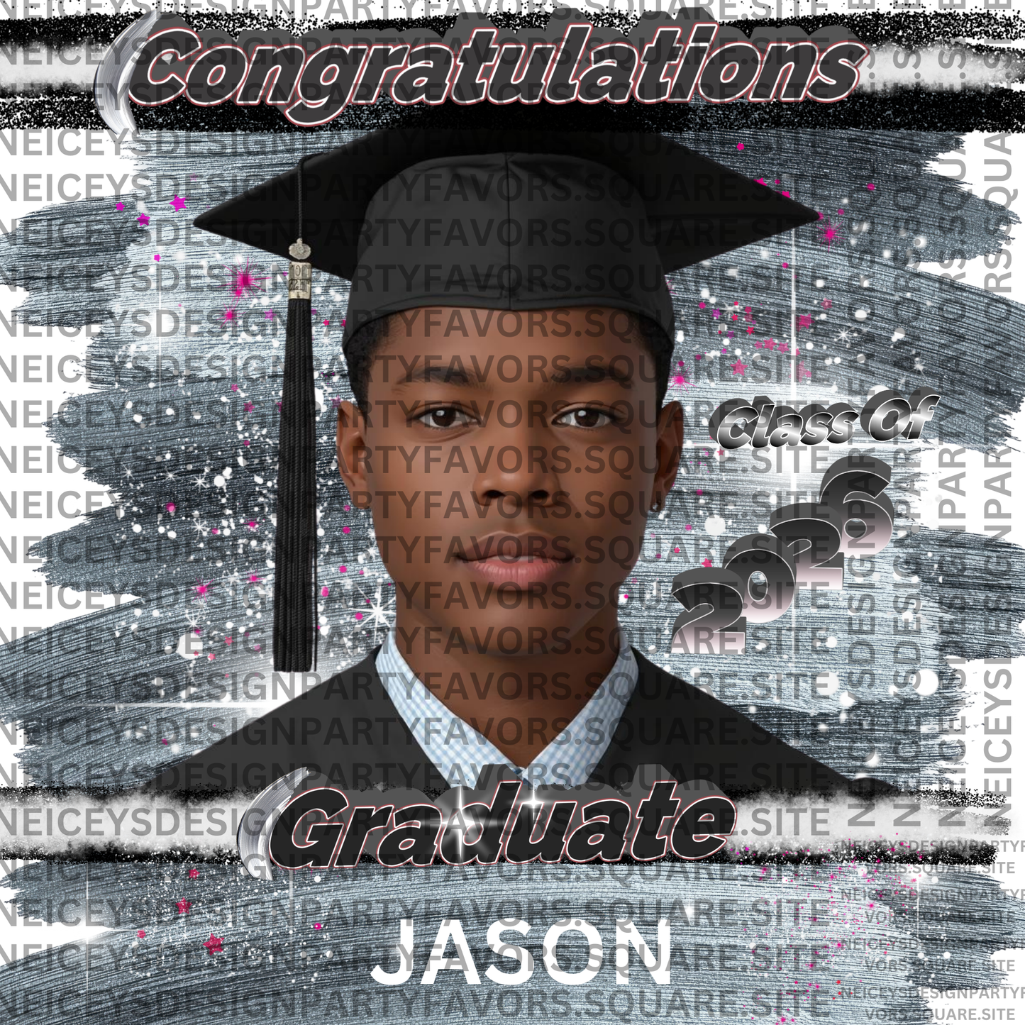 T-Shirt: Graduation Photo Tee, Custom Name Cap & Gown Tribute: Black, Personalize