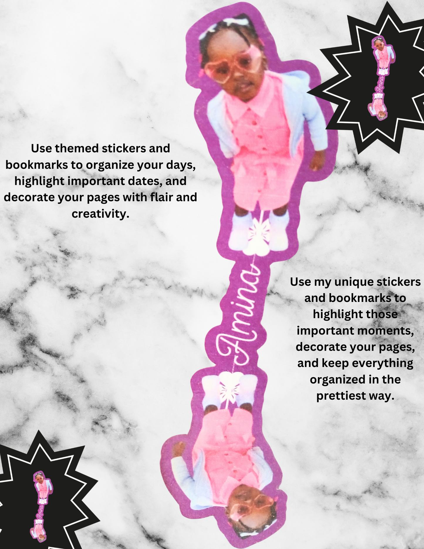 Customized Unique bookmarks and stickers digital downloads