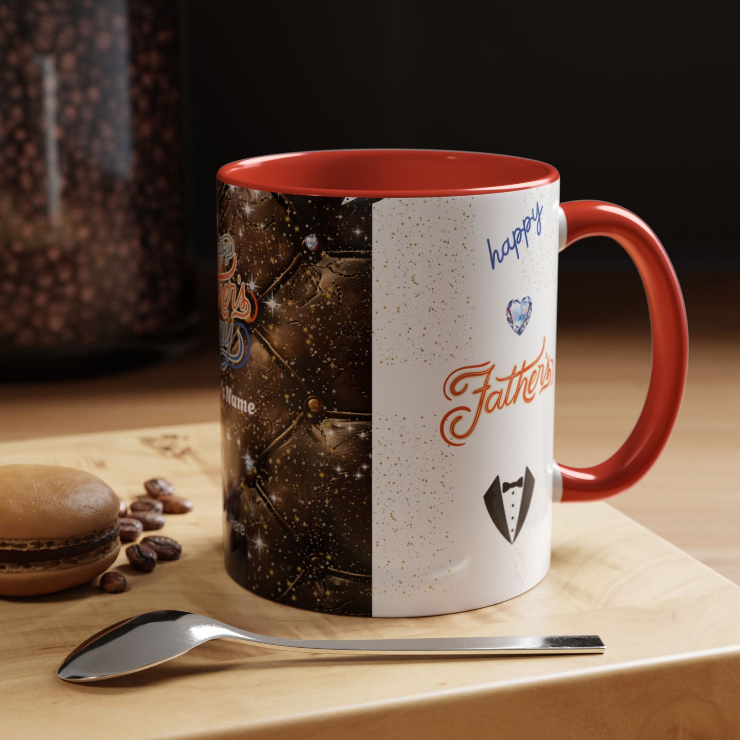 Personalized Fathers Day Coffee Mug Happy Fathers Day Photo & Name Accent Mug