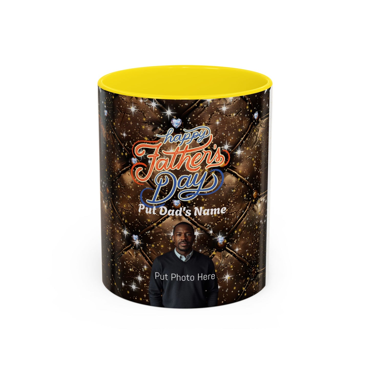 Personalized Fathers Day Coffee Mug Happy Fathers Day Photo & Name Accent Mug