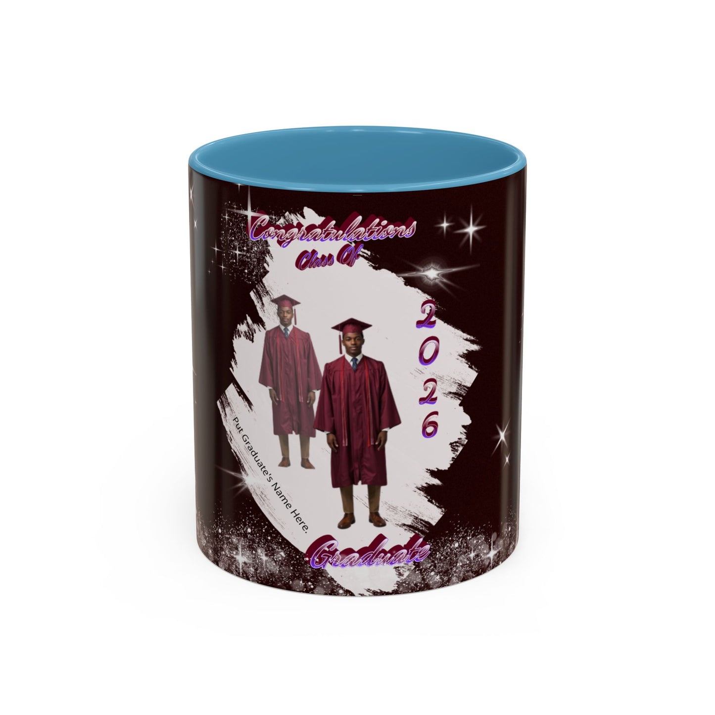 Graduation 2026 Accent Coffee Mug – Personalized Grad Cap Class of 2026 Keepsake