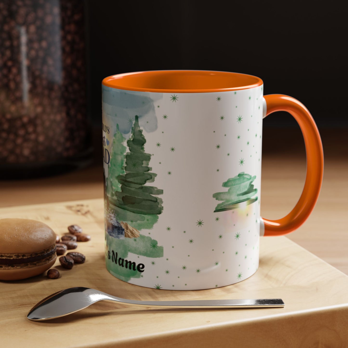 Worlds Best Dad Personalized Accent Coffee Mug Custom Name Fathers Day Gift (11oz)