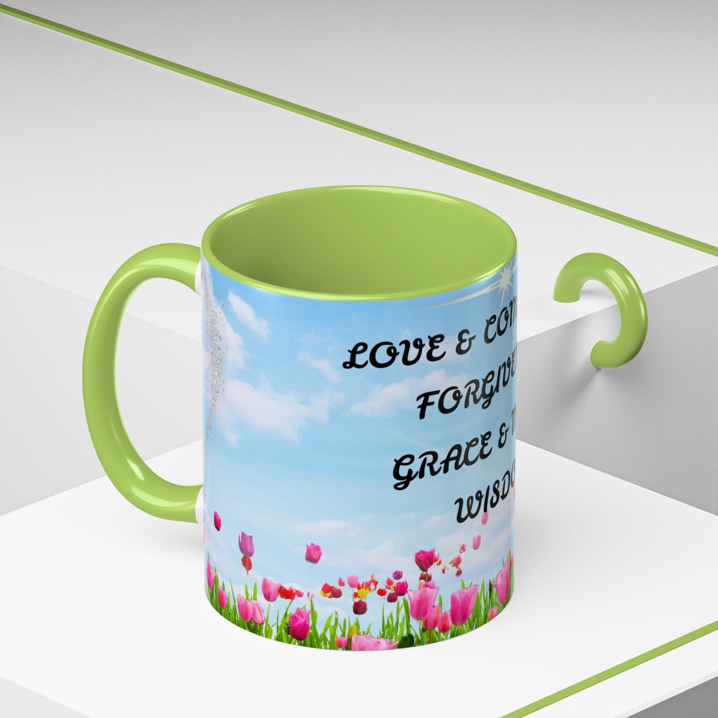 Inspirational Love & Compassion Coffee Mug — 11/15oz Accent Floral Mug