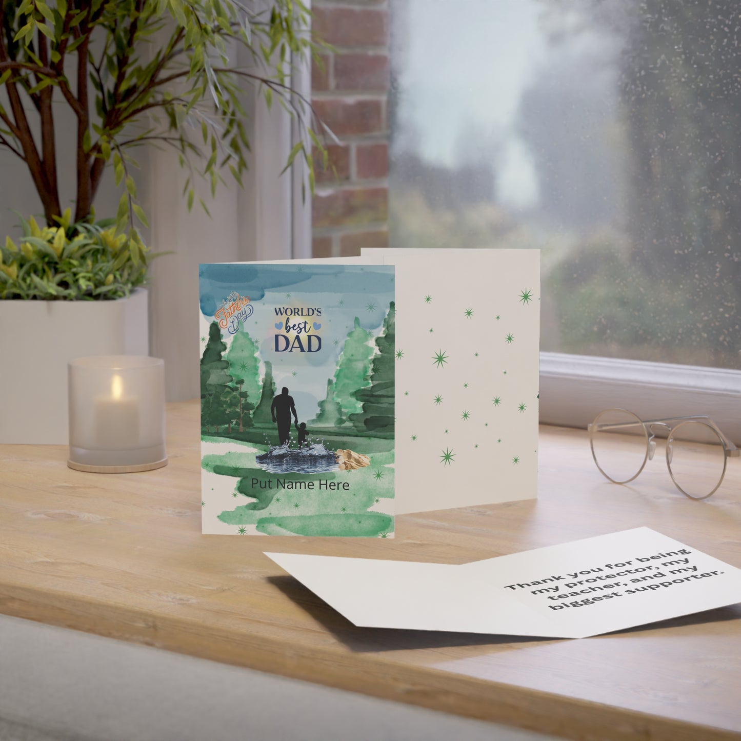 World's Best Dad Personalized Greeting Card Father’s Day Card with Name: Physical Product.