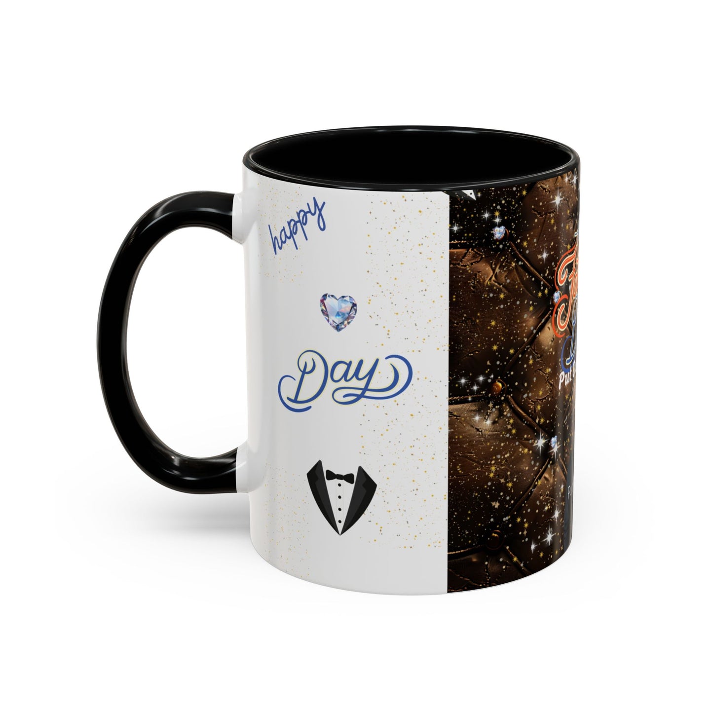 Personalized Fathers Day Coffee Mug Happy Fathers Day Photo & Name Accent Mug